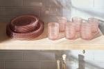 Pink Hobnail Glass Dinner Plates Set of 4