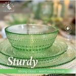 Vintage Green Hobnail Glass Dinner Plates Set