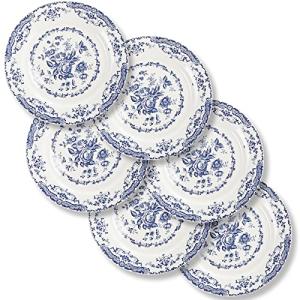 Ceramic Dinner Plates Set of 6 with Floral Design