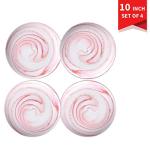 Yundu Pink Marbled 10 inch Ceramic Dinner Plates,Set of 4,Microwave Safe,Plates Set