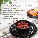 12-Piece Melamine Dinnerware Set - Black Marble Design