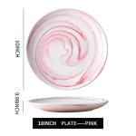 Yundu Pink Marbled 10 inch Ceramic Dinner Plates,Set of 4,Microwave Safe,Plates Set