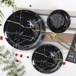 12-Piece Melamine Dinnerware Set - Black Marble Design