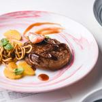 Yundu Pink Marbled 10 inch Ceramic Dinner Plates,Set of 4,Microwave Safe,Plates Set