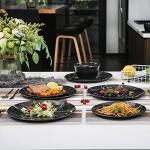 12-Piece Melamine Dinnerware Set - Black Marble Design