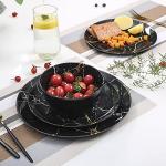 12-Piece Melamine Dinnerware Set - Black Marble Design