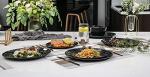 12-Piece Melamine Dinnerware Set - Black Marble Design