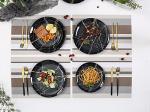 12-Piece Melamine Dinnerware Set - Black Marble Design