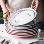 Yundu Pink Marbled 10 inch Ceramic Dinner Plates,Set of 4,Microwave Safe,Plates Set