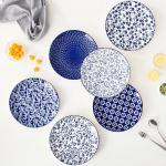 Vintage Blue and White Ceramic Dinner Plates Set