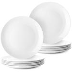 Set of 12 White Porcelain Dinner Plates