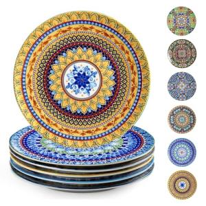 Colorful Bohemian Ceramic Dinner Plates Set of 6