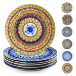 Colorful Bohemian Ceramic Dinner Plates Set of 6