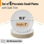 Set of 6 Gold-Trimmed Porcelain Dinner Plates