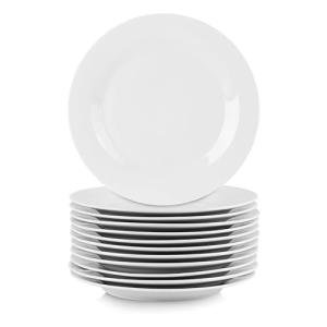 Elama 12-Piece White Porcelain Dinnerware Set
