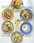 Colorful Bohemian Ceramic Dinner Plates Set of 6