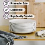 Set of 12 White Porcelain Dinner Plates
