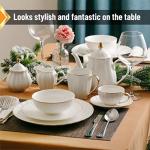 Set of 6 Gold-Trimmed Porcelain Dinner Plates