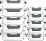 10-Pack Glass Meal Prep Containers with Snap Lids