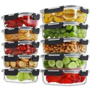 10 Pack BPA-Free Glass Meal Prep Containers