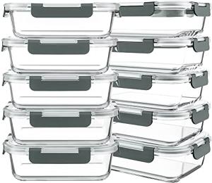 30 oz Glass Meal Prep Containers - 10 Pack