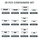 30-Piece Stackable Glass Meal Prep Containers Set