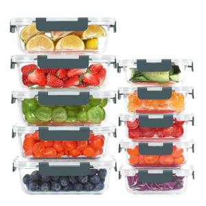 KOMUEE 10 Pack Airtight Glass Storage Containers