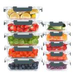 KOMUEE 10 Pack Airtight Glass Storage Containers