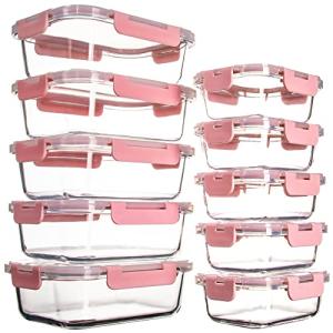 10 Pack Leakproof Glass Meal Prep Containers