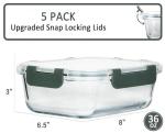 Glass Meal Prep Containers with Airtight Lids - 5 Pack