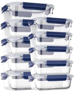 Coccot Airtight Glass Food Storage Containers, 10 Pack