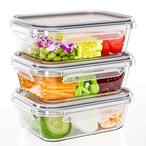 TUSEASY 3-Pack Airtight Glass Food Storage Containers