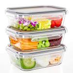 TUSEASY 3-Pack Airtight Glass Food Storage Containers