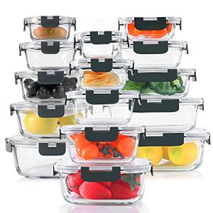 30-Piece Glass Food Storage Containers Set