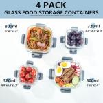 Rosos Airtight Glass Food Storage Containers - 4 Pack