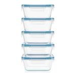 5-Pack Glass Food Storage Containers with Airtight Lids