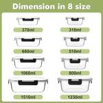 8 Pack Airtight Glass Meal Prep Containers