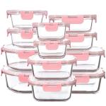FAWLES 12 Pack Glass Storage Containers with Lids, Leak-Proof Meal Prep Containers, Dishwasher/Microwave/Oven/Freezer Safe Glass Food Storage Containers for Leftovers, to Go