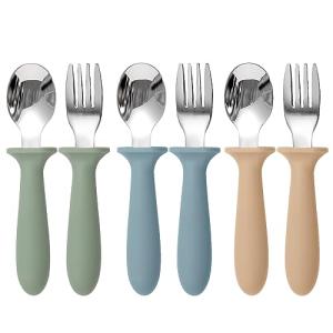 Eascrozn Kids Utensils Set with Silicone Handles