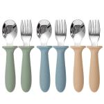 Eascrozn Kids Utensils Set with Silicone Handles