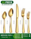 20-Piece Gold Stainless Steel Flatware Set for 4