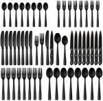 48-Piece Matte Black Silverware Set for 8