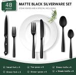 48-Piece Matte Black Silverware Set for 8