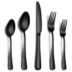 20-Piece Black and Silver Stainless Steel Flatware Set