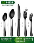 20-Piece Black and Silver Stainless Steel Flatware Set