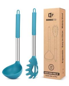 Silicone Pasta Fork and Ladle Set - Blue