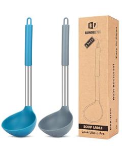 Set of 2 Silicone Ladle Spoons for Cooking