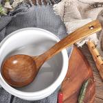 FJNATINH Handmade Wooden Cooking Ladle with Long Handle