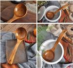 FJNATINH Handmade Wooden Cooking Ladle with Long Handle