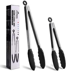 Hotec Stainless Steel Locking Kitchen Tongs Set of 2